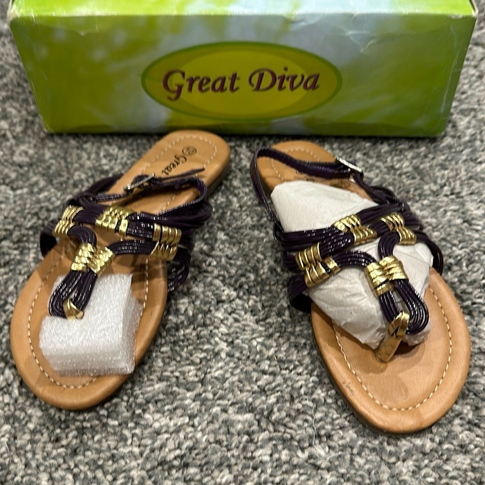 NWT Great Diva purple girl sandal size 10